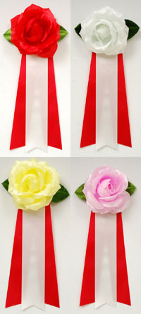 リボン胸章 絹バラ(中)