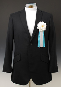 弔用・喪章 中リボンバラ白/水